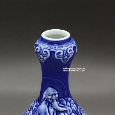 BÌNH MEN XANH KHẮC NỔI LÃO TỬ CƯỠI TRÂU